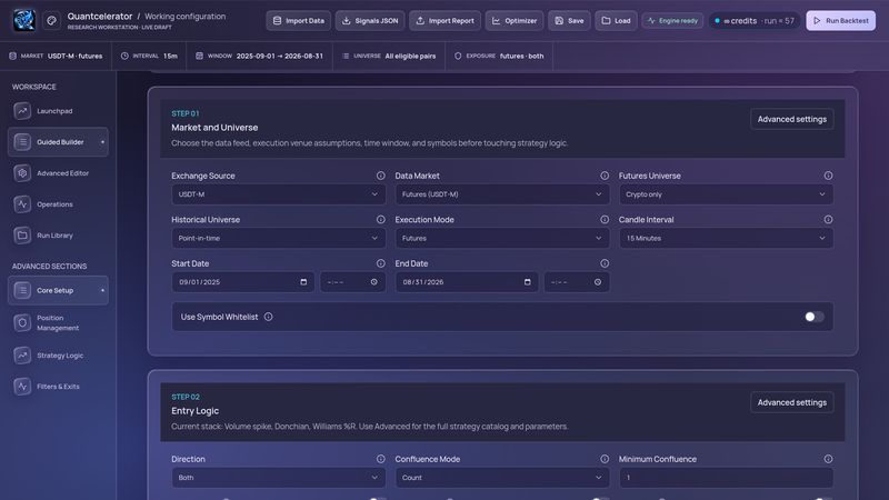 Guided Builder: market, interval, window and universe